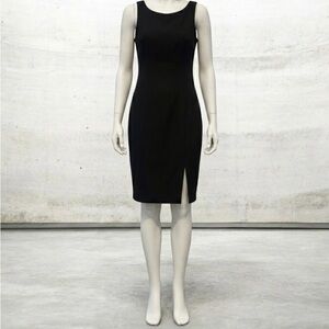 Express Black Sleeveless Midi Sheath Dress with Front Slit